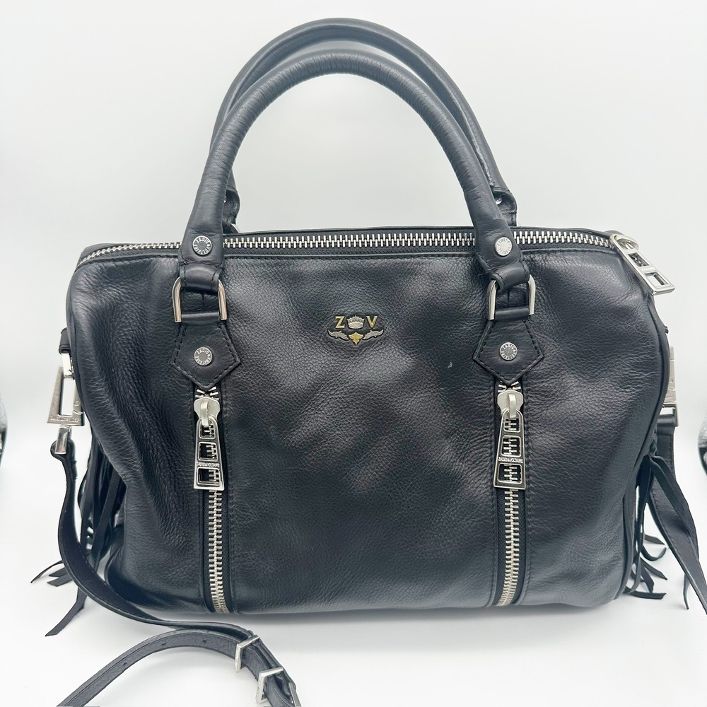 Zadig & Voltaire Black Sunny Medium Fringe Leather Bag